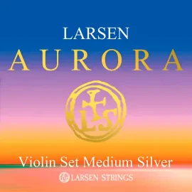 Larsen Strings Aurora Violin String Set 4/4 Size Silver D Medium Gauge, Ball End