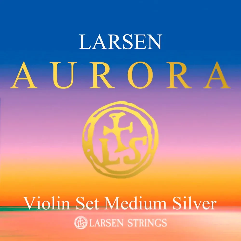 Larsen Strings Aurora Violin String Set 4/4 Size Silver D Medium Gauge, Ball End