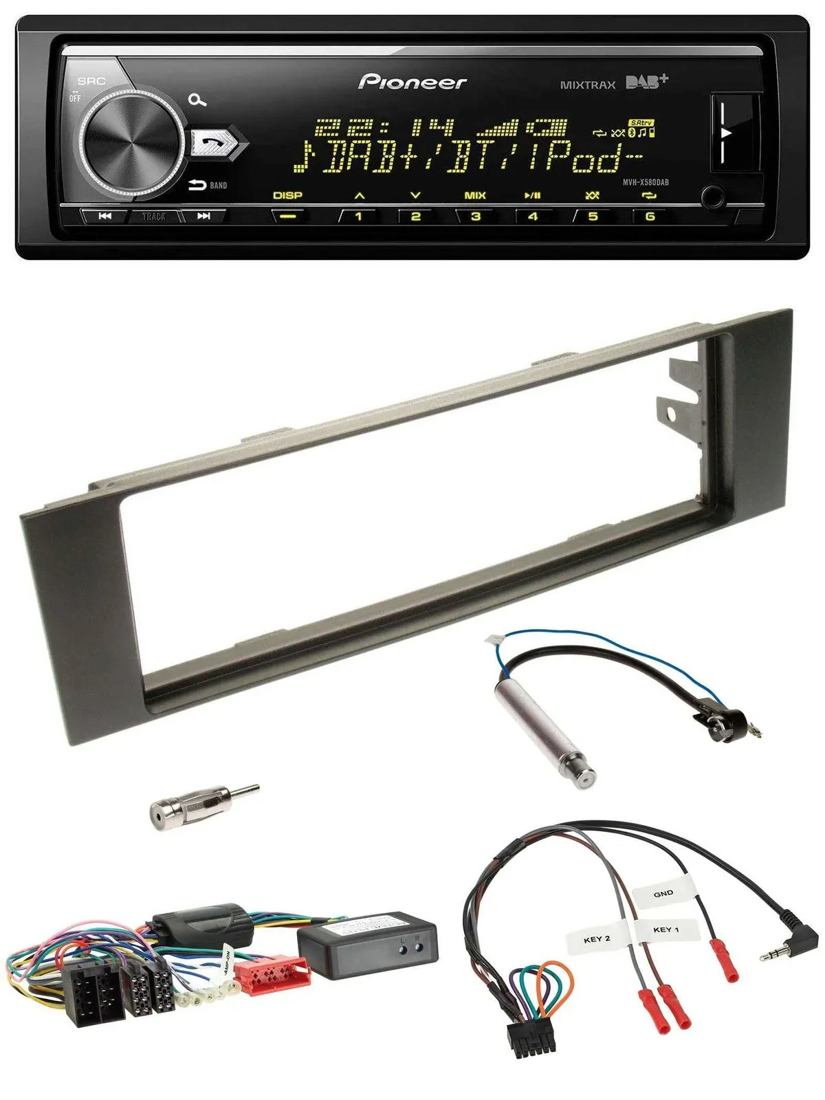 Pioneer Bluetooth USB DAB Lenkrad Autoradio für Audi A3 03-06 Teilsystemadapter