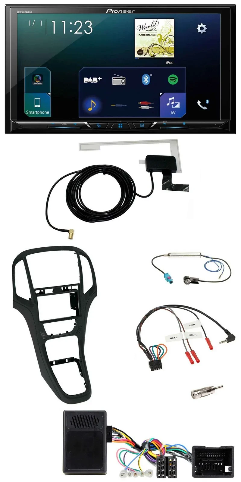 Pioneer 2DIN DAB USB Lenkrad Bluetooth Autoradio für Opel Astra ab 09 Perlschwar