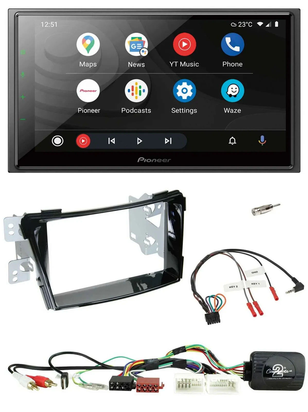 Pioneer USB 2DIN DAB Lenkrad Bluetooth Autoradio für Hyundai i40 11-19 USB AUX K