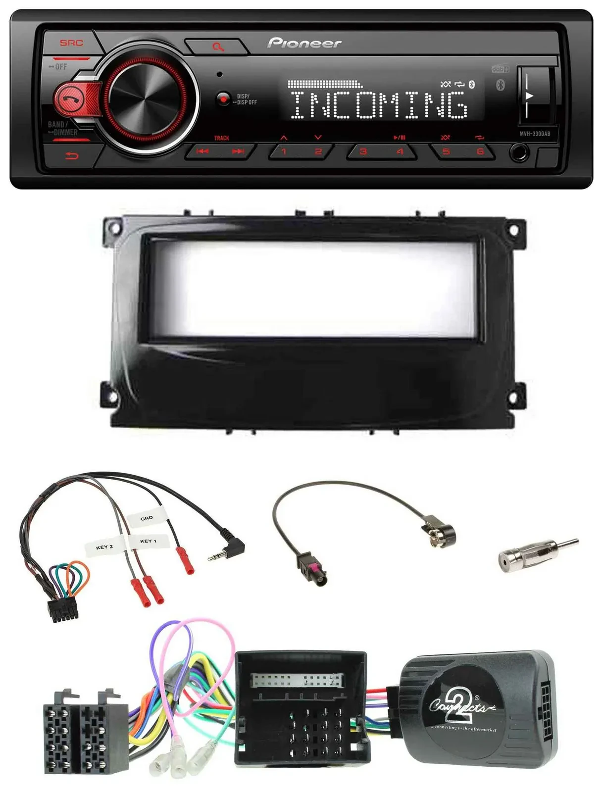 Pioneer Bluetooth USB DAB Lenkrad Autoradio für Ford Galaxy Focus C-Max Can ab 2