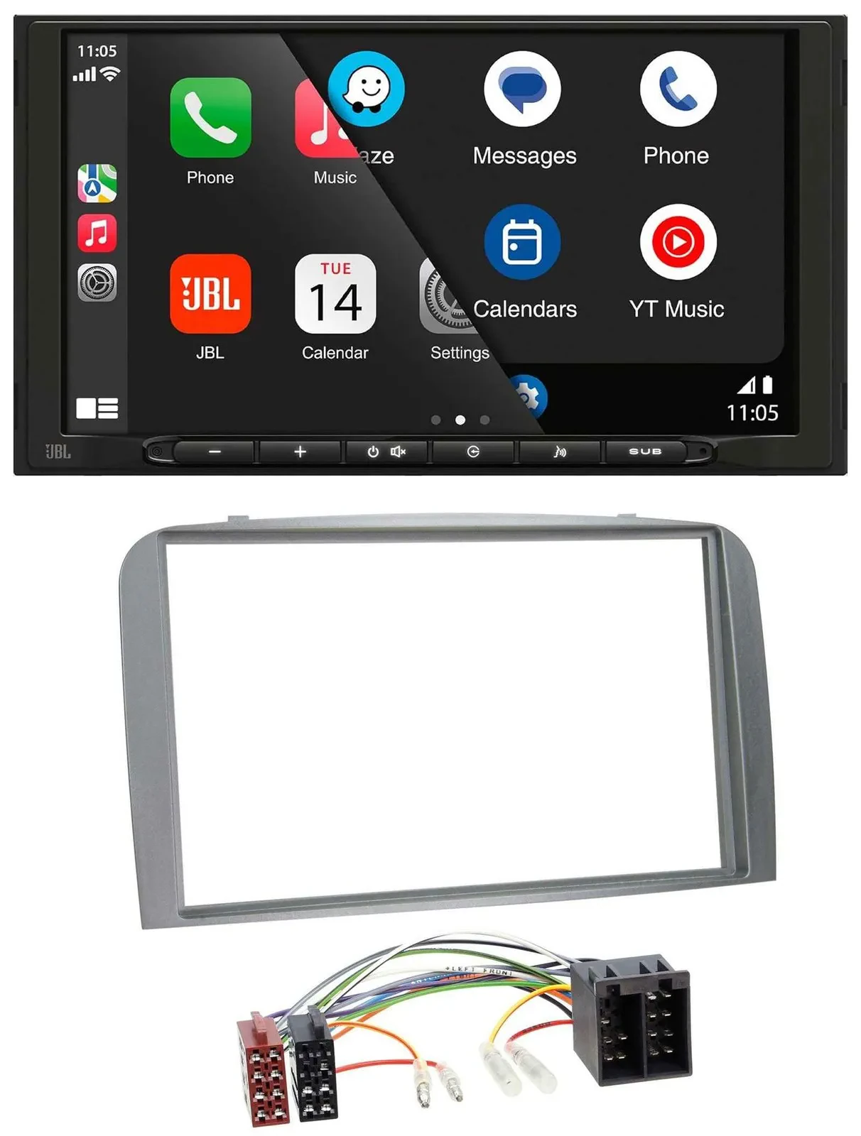 JBL USB 2DIN MP3 Bluetooth AUX Autoradio für Alfa Romeo 147 GT 00-10 silber