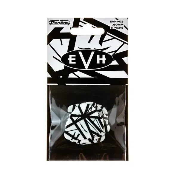 Медиаторы Dunlop EVHR03 EVH White With Black Stripes, 24 штуки, 0.60 мм