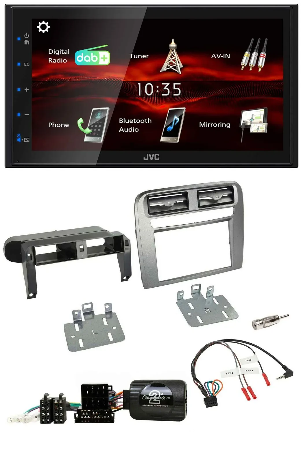 JVC USB Bluetooth Lenkrad DAB 2DIN Autoradio für Fiat Grande Punto anthrazit met