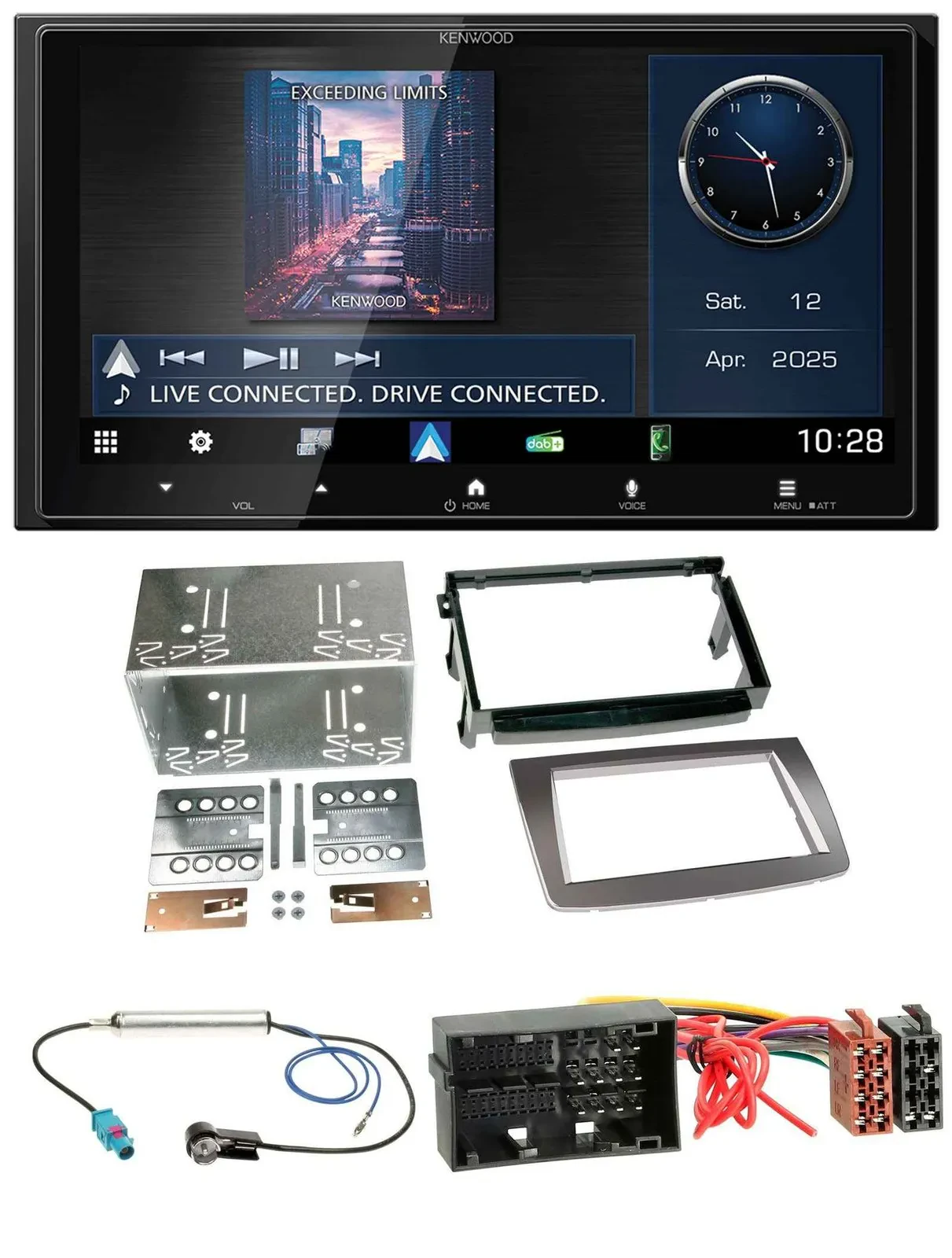 Автомагнитола для Alfa Romeo Mito (с 2014, 955) Kenwood 2DIN, Bluetooth, USB, DAB, MP3, серебристая