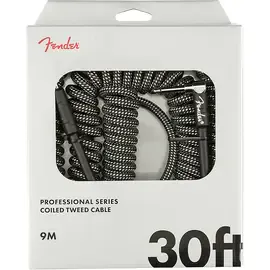 Инструментальный кабель Fender Professional Series Straight/Angle 30' Coiled Gray Tweed
