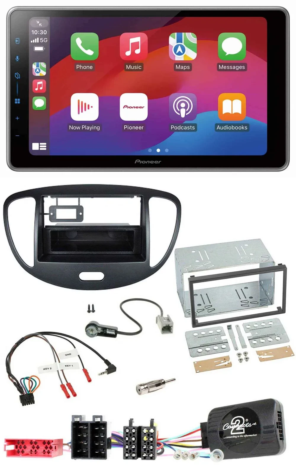 Pioneer Lenkrad USB DAB Bluetooth 2DIN Autoradio für Hyundai i10 2009-2013 schwa