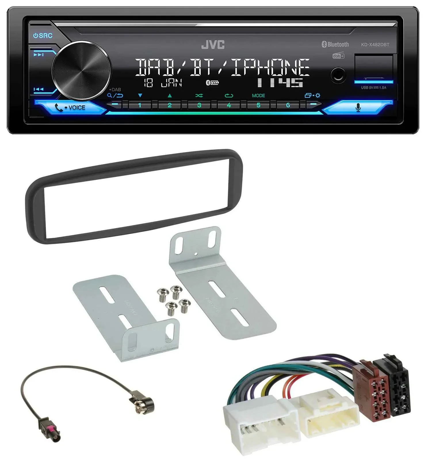 JVC Bluetooth DAB USB MP3 Autoradio für Renault Clio (2012-2017)