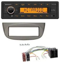 Автомагнитола Continental 1DIN USB/AUX MP3 для Renault Twingo 2007–2012 бежево-серая