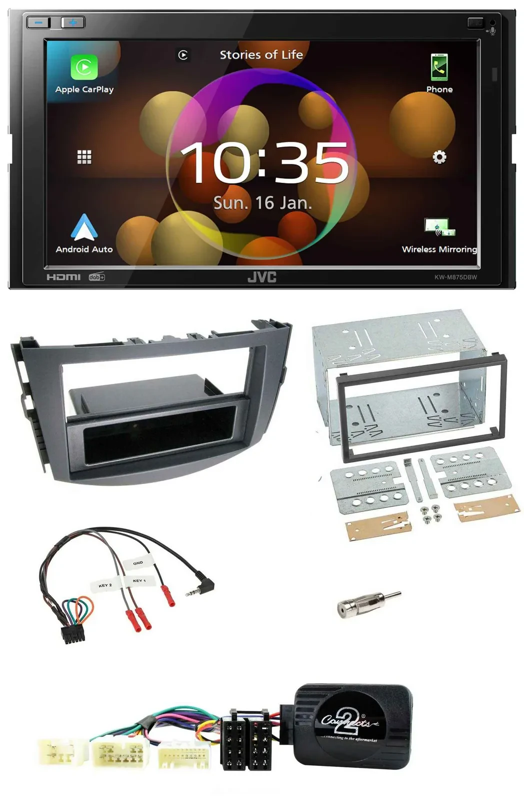 JVC DAB Lenkrad 2DIN Bluetooth USB Autoradio für Toyota RAV 4 2006-2011
