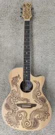 Luna HEN DRA SPR Henna Dragon Spruce &Mahogany Acoustic Electric Cutaway Guitar