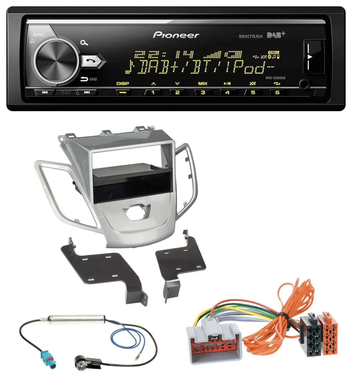 Pioneer Bluetooth USB DAB MP3 Autoradio für Ford Fiesta 08-10 JA8 ohne Display s