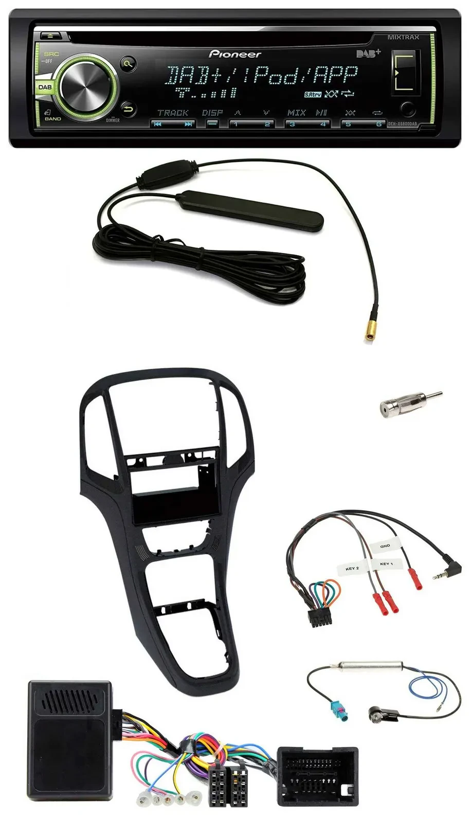 Автомагнитола для Opel Astra J (2009–2016) Pioneer, MP3, USB, CD, DAB, поддержка кнопок на руле, перламутрово-чёрный