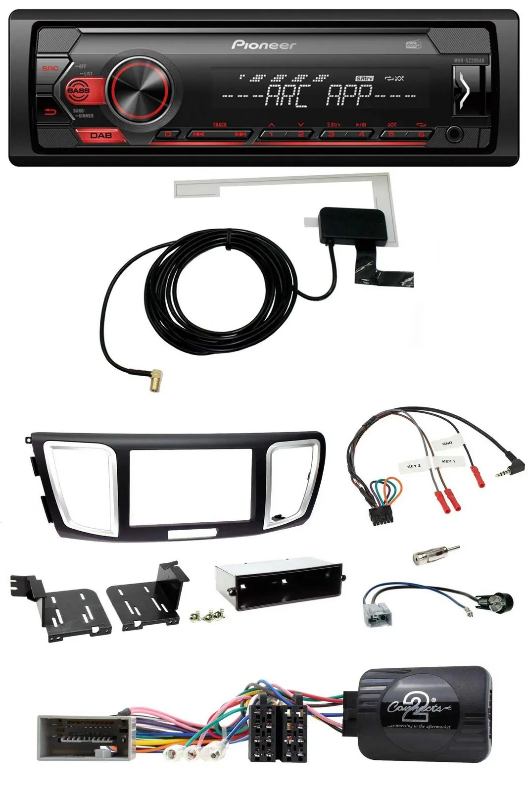 Pioneer 1DIN USB DAB MP3 Lenkrad Autoradio für Honda Accord 2013-2015