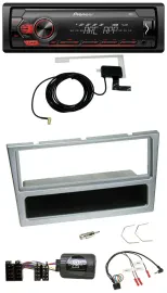 Автомагнитола Pioneer 1-DIN USB DAB MP3, серебристый, для Opel Corsa C (2000–2004), управление с руля