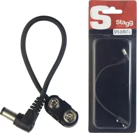 Stagg SPS-9VBAT-L Angled 9V Battery Power Adapter Snap Connector for Pedals