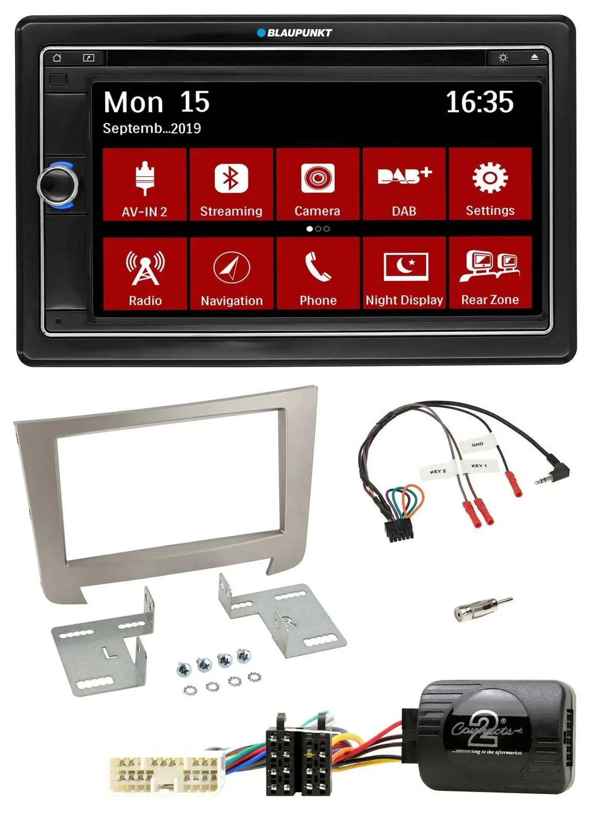 Blaupunkt Lenkrad DAB TMC 2DIN USB Bluetooth Navigation für SSangYong Rexton Tel