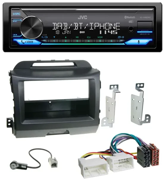 JVC Bluetooth DAB USB MP3 Autoradio für Kia Sportage 3 SL 10-15 schwarz
