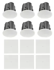 (6) JBL Control 416C/T 6.5" Commercial 70v Ceiling Speakers+White Square Grilles