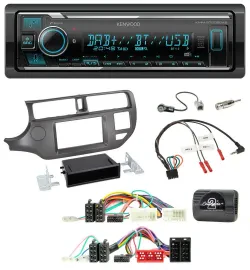 Kenwood Bluetooth Lenkrad DAB USB Autoradio für Kia Rio UB 2011-2015 anthrazit