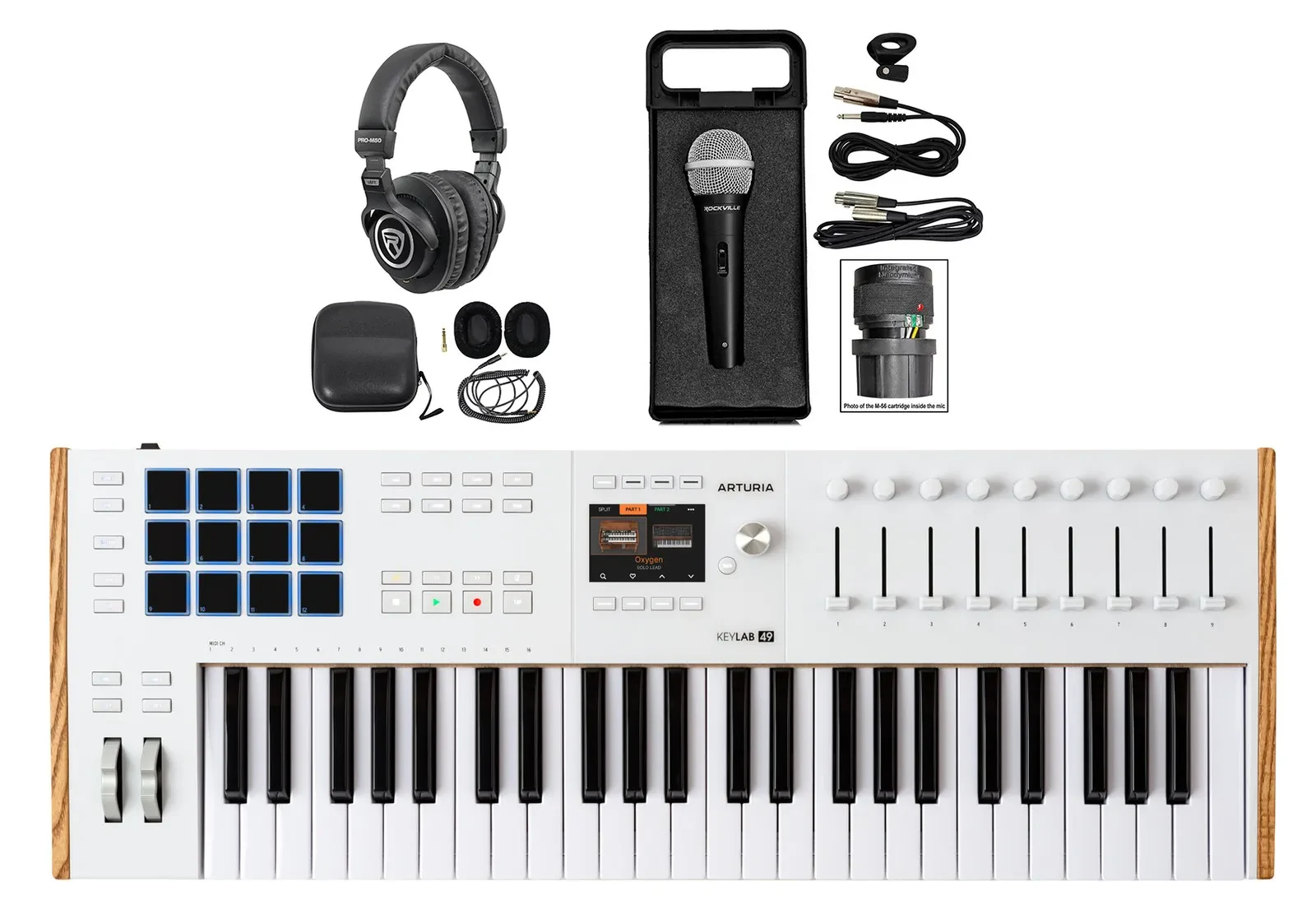 Arturia KEYLAB 49-Key Mk3 White USB Midi Keyboard Controller+Headphones+Mic