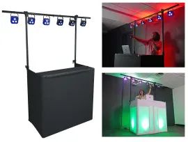 Rockville ROCKBOOTH TRUSS DJ Booth Table Facade w/ Lighting Truss+Travel Bag