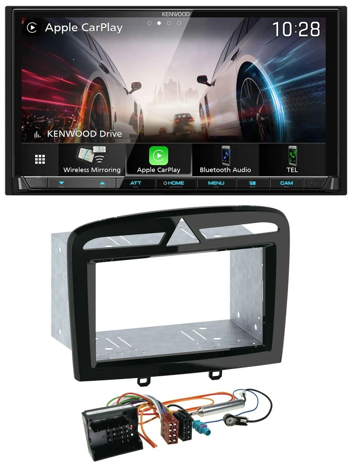 Kenwood MP3 2DIN USB DAB Bluetooth Autoradio für Peugeot 308 SW CC 09-14 schwarz