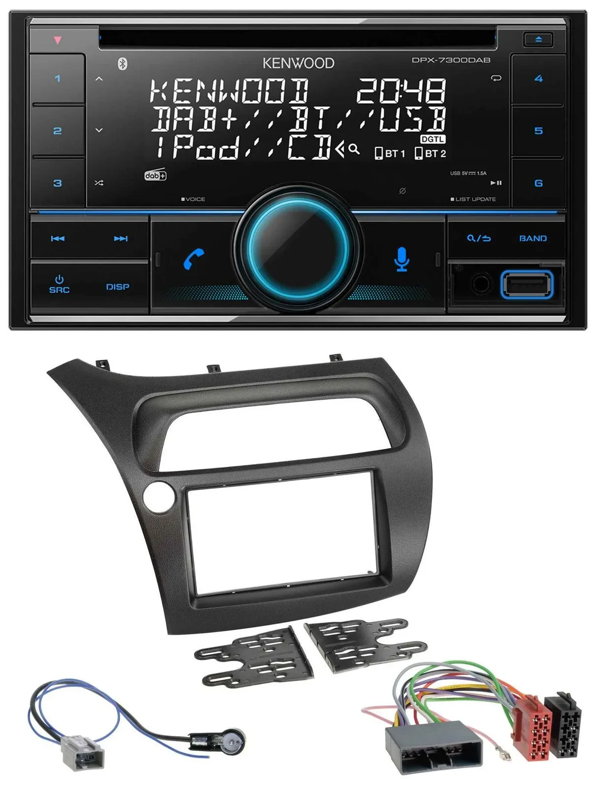 Автомагнитола для Honda Civic (2006–2012) Kenwood 2DIN CD DAB USB MP3 Bluetooth