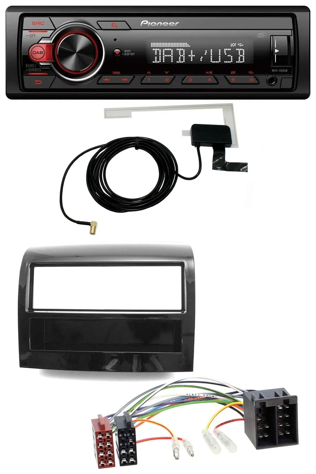 Автомагнитола Pioneer 1-DIN MP3 DAB USB AUX для Fiat Ducato 2011–2021, черный глянец