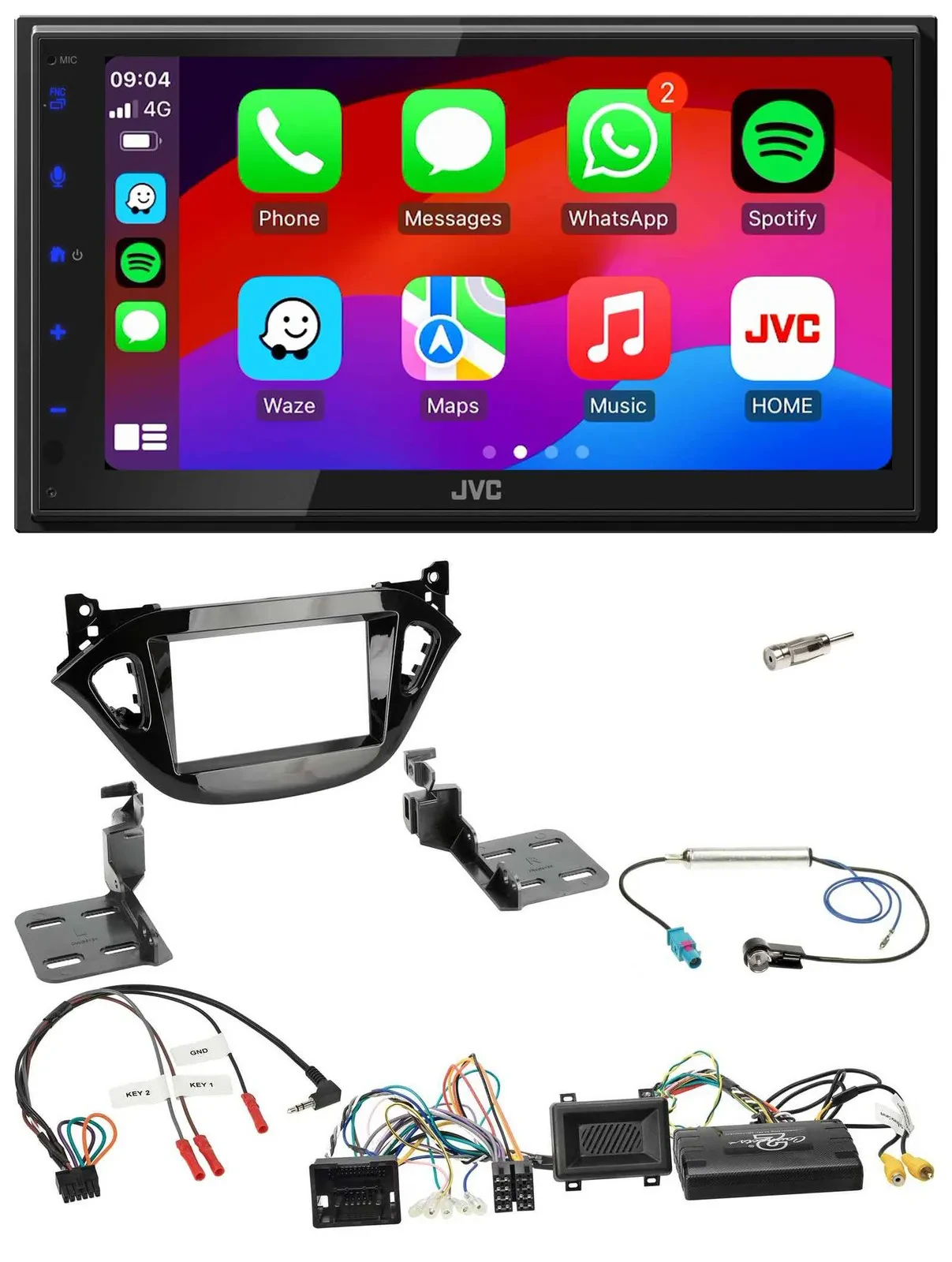 JVC Bluetooth 2DIN Lenkrad DAB USB Autoradio für Opel Adam Corsa E 2017-2019