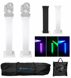 (2) Totem Stands+Black+White Scrims For (2) Chauvet Rogue R1X Spot Lights