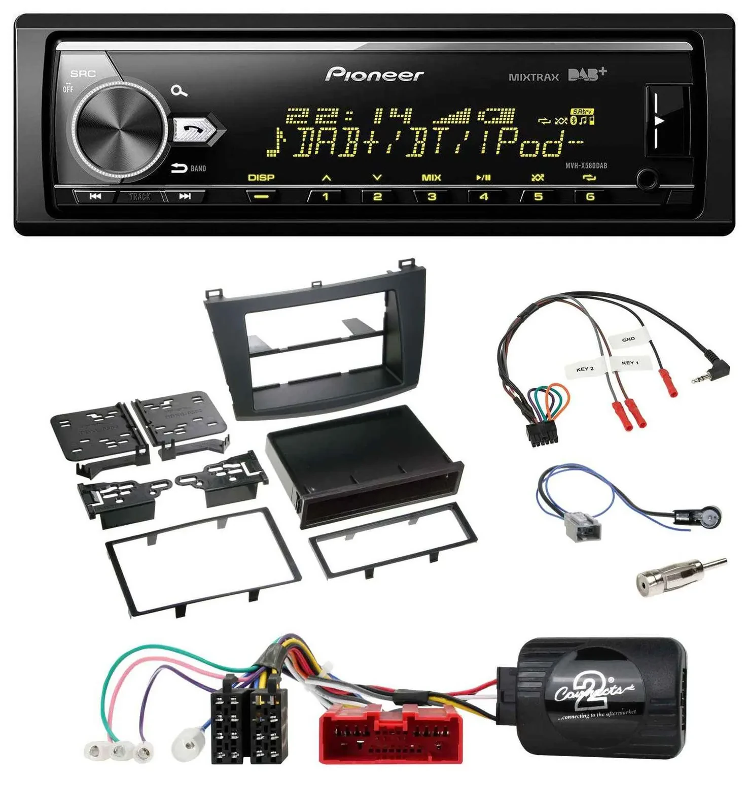 Pioneer Bluetooth USB DAB Lenkrad Autoradio für Mazda 3 2009-2013 analog