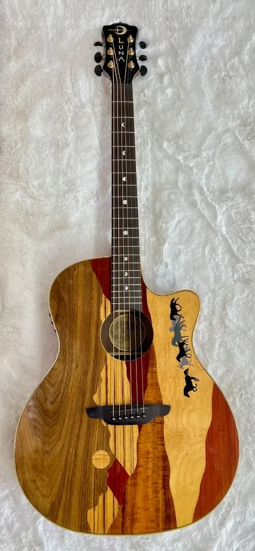 Luna Guitars Vista Mustang Wild Horse Body Acoustic Electric Guitar