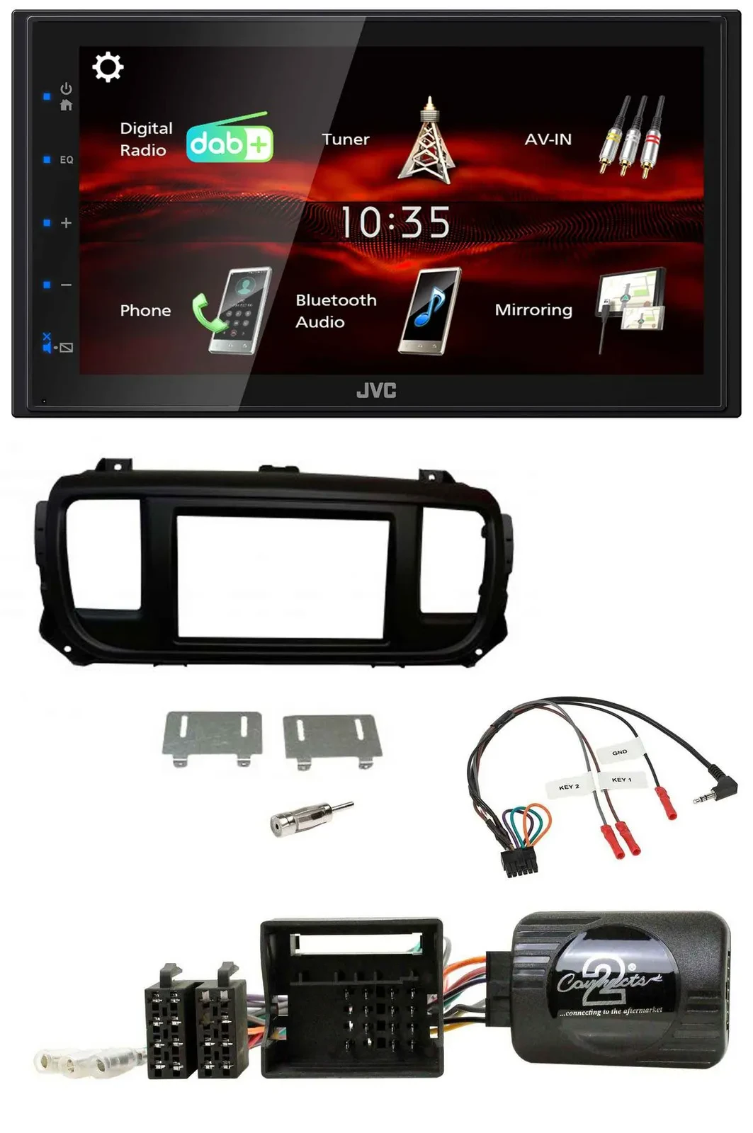 JVC USB Bluetooth Lenkrad DAB 2DIN Autoradio für Toyota Proace Citroen Jumpy ab