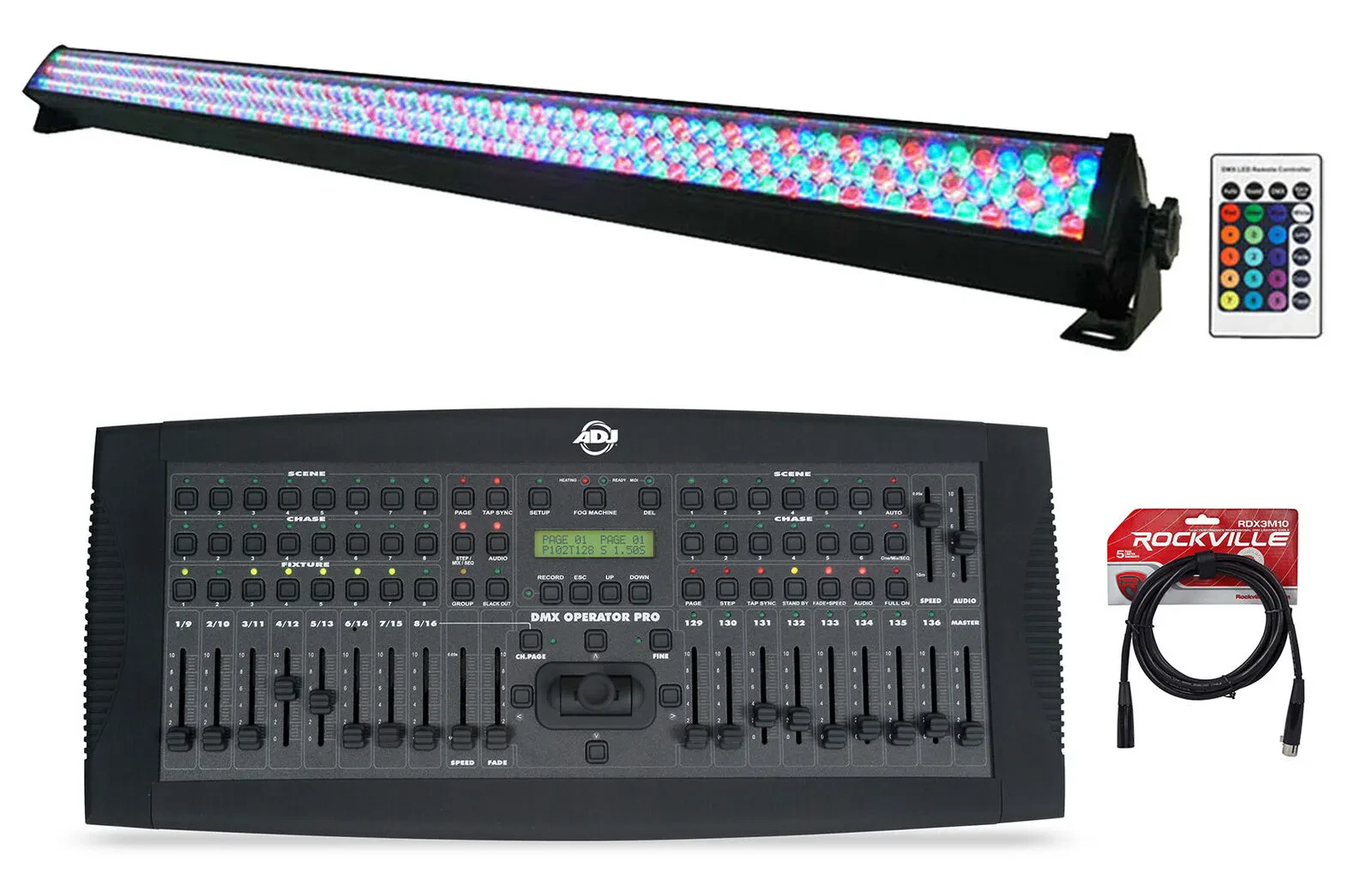 Световой комплект (набор) American DJ DMXOPERATOR PRO + ROCKSTRIP 252 + RDX3M10, 136‑канальный DMX