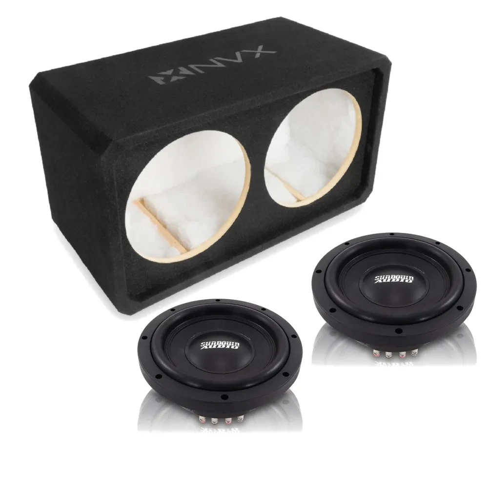 NVX NE122S Dual 12" Sealed 3/4" MDF Subwoofer Enclosure w/ Shallow Car Subwoofer