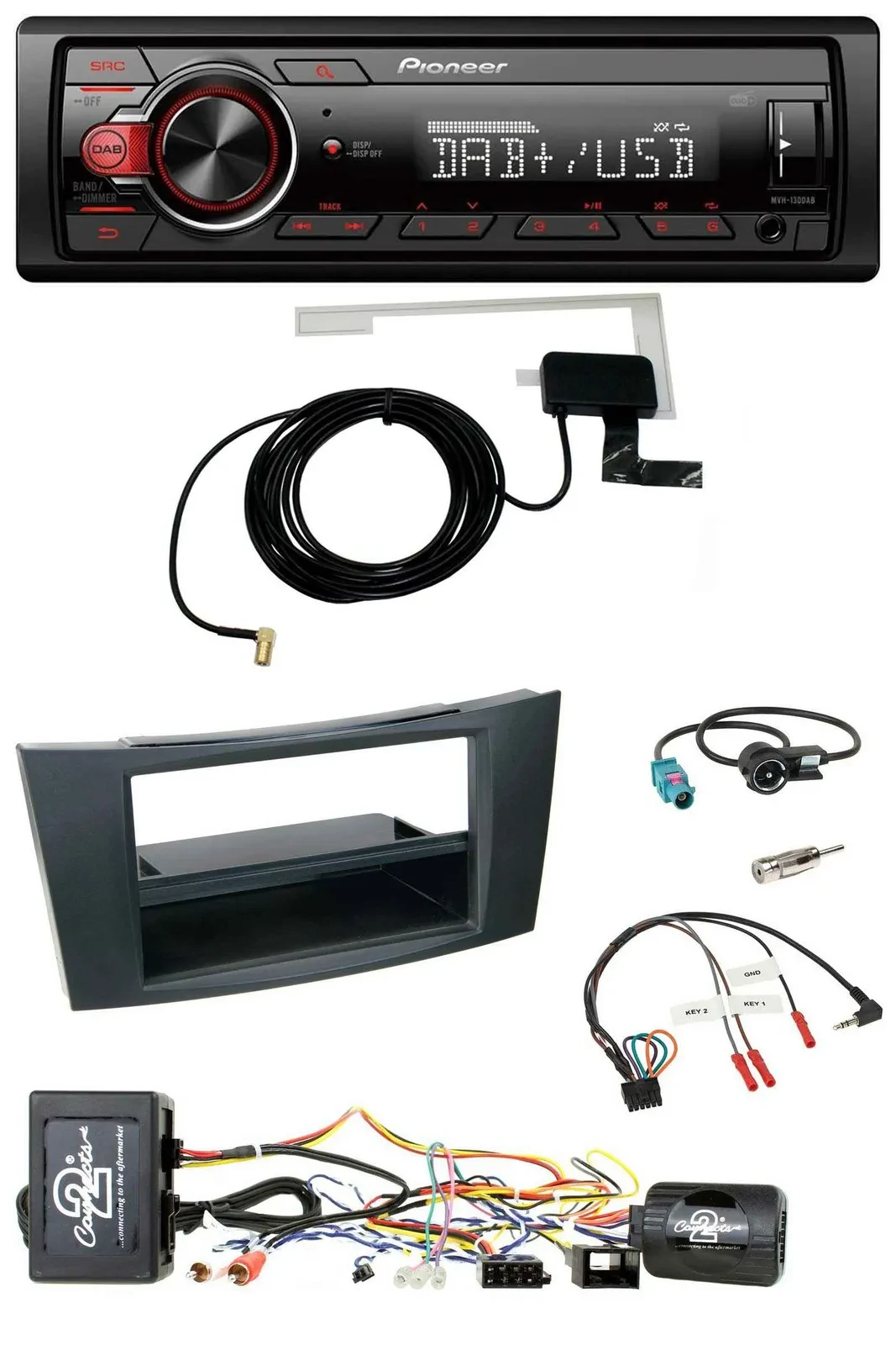 Pioneer 1DIN MP3 DAB USB Lenkrad Autoradio für Mercedes E-Klasse W211 02-08 akti