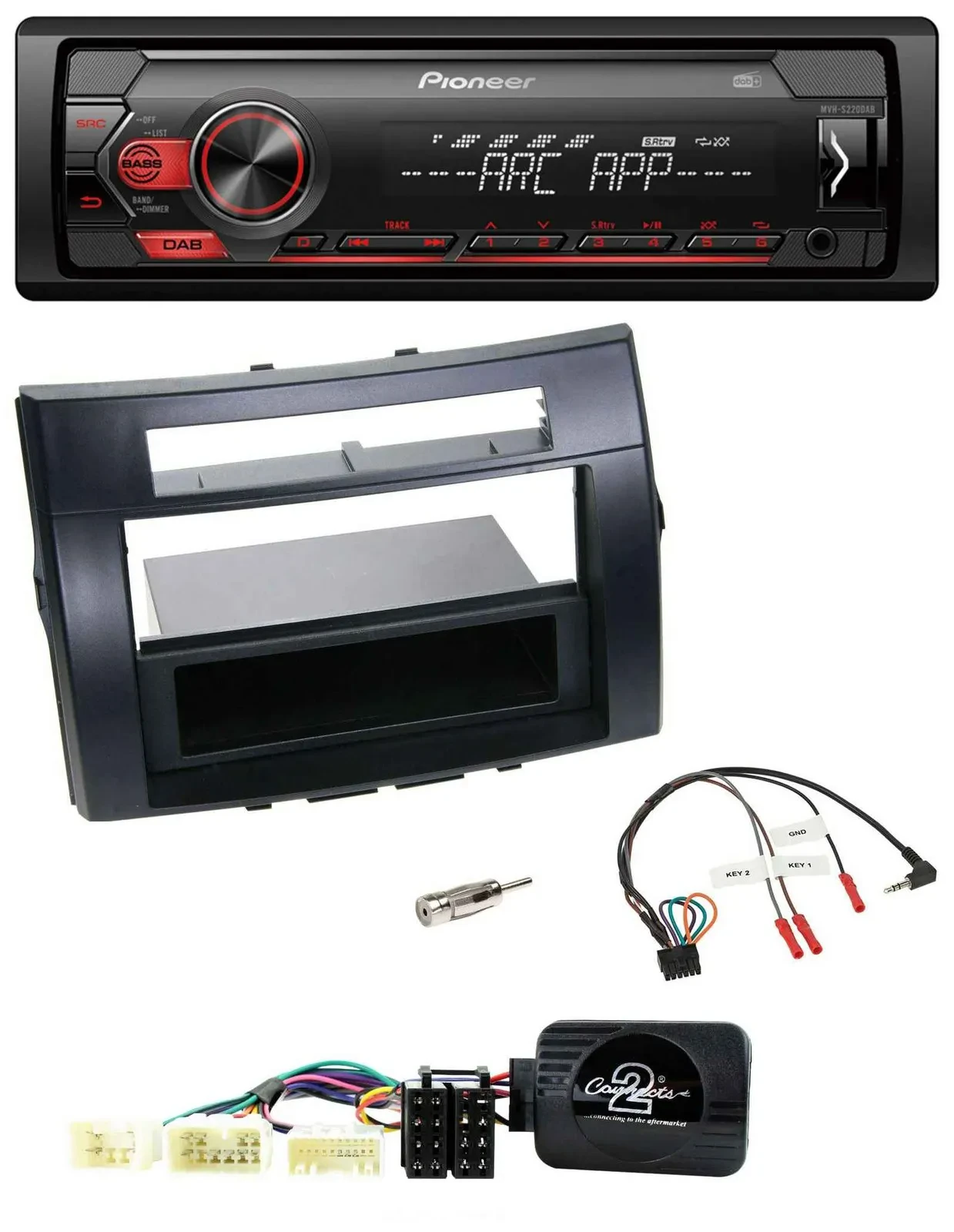 Автомагнитола Pioneer 1 DIN, DAB, MP3, USB, для Toyota Corolla Verso 2004–2007, чёрная