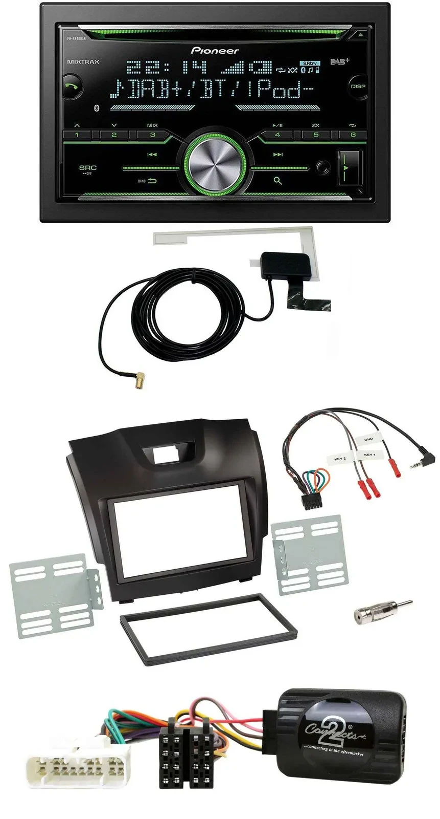 Pioneer CD USB Lenkrad Bluetooth 2DIN DAB Autoradio für Isuzu D-Max ab 12 dunkel