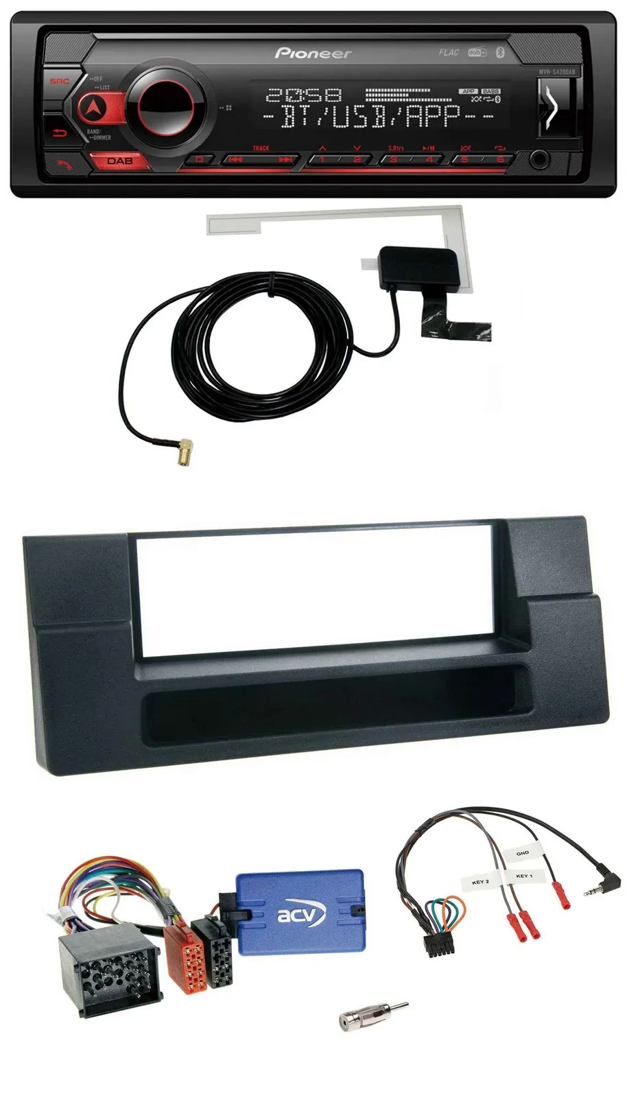 Автомагнитола Pioneer DAB, USB, Bluetooth для BMW 5 Series с поддержкой кнопок на руле