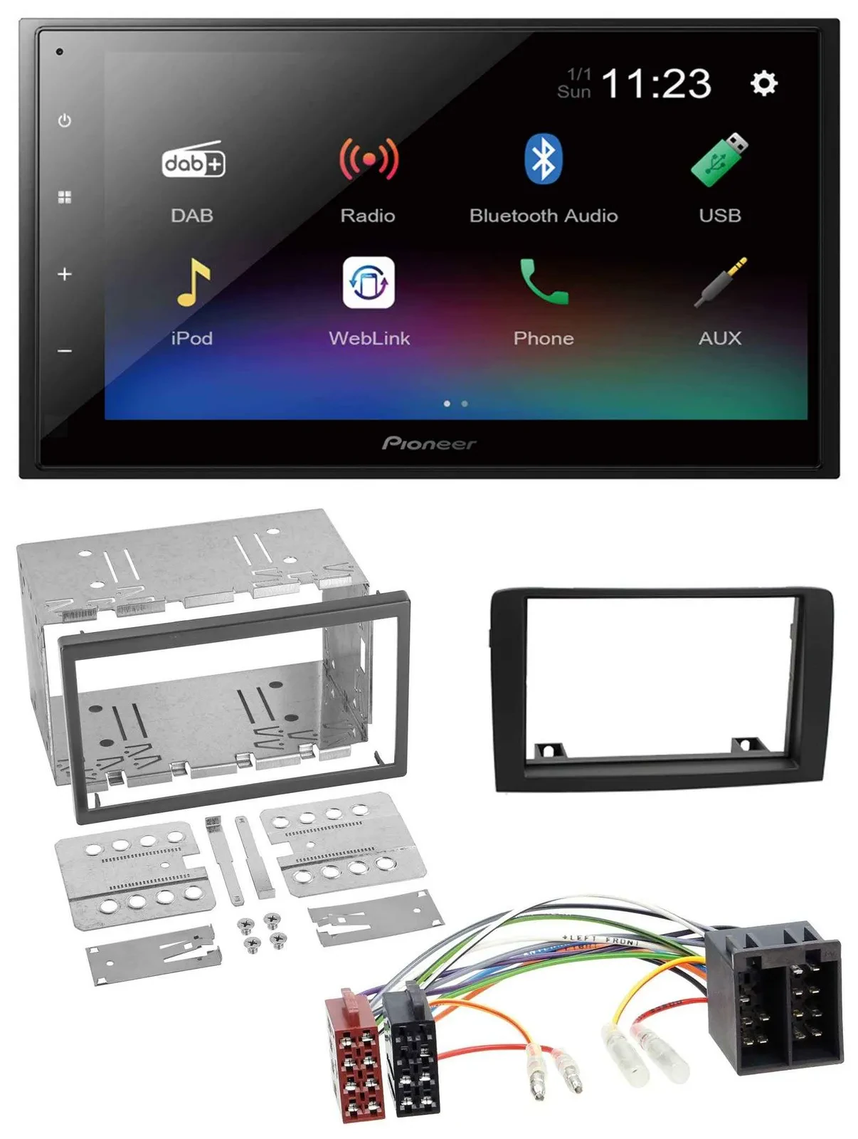 Pioneer USB Bluetooth DAB 2DIN MP3 Autoradio für Fiat Idea ab 05 schwarz
