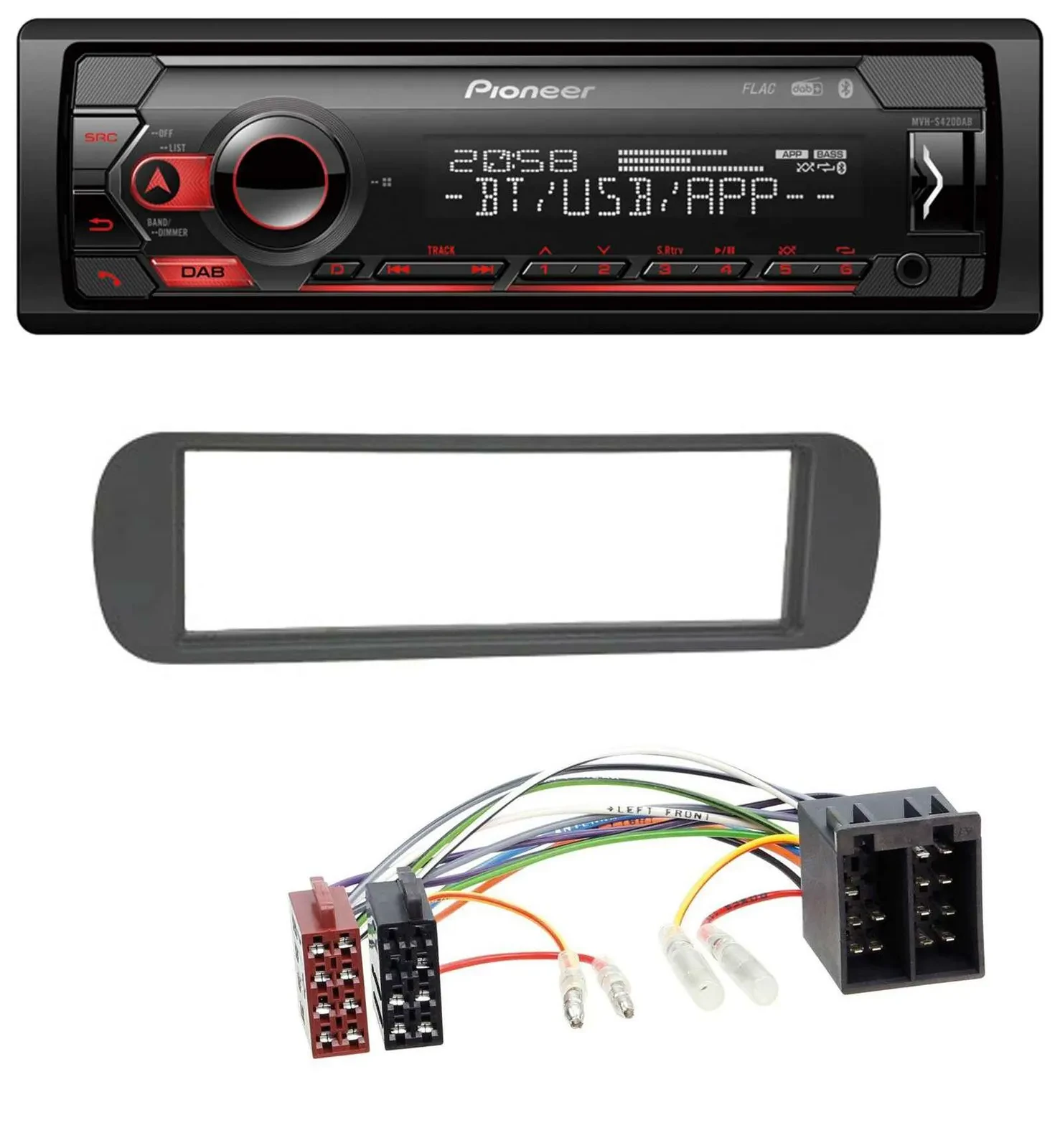 Автомагнитола для Lancia Y (1996–2004) Pioneer MP3 USB DAB Bluetooth, чёрная