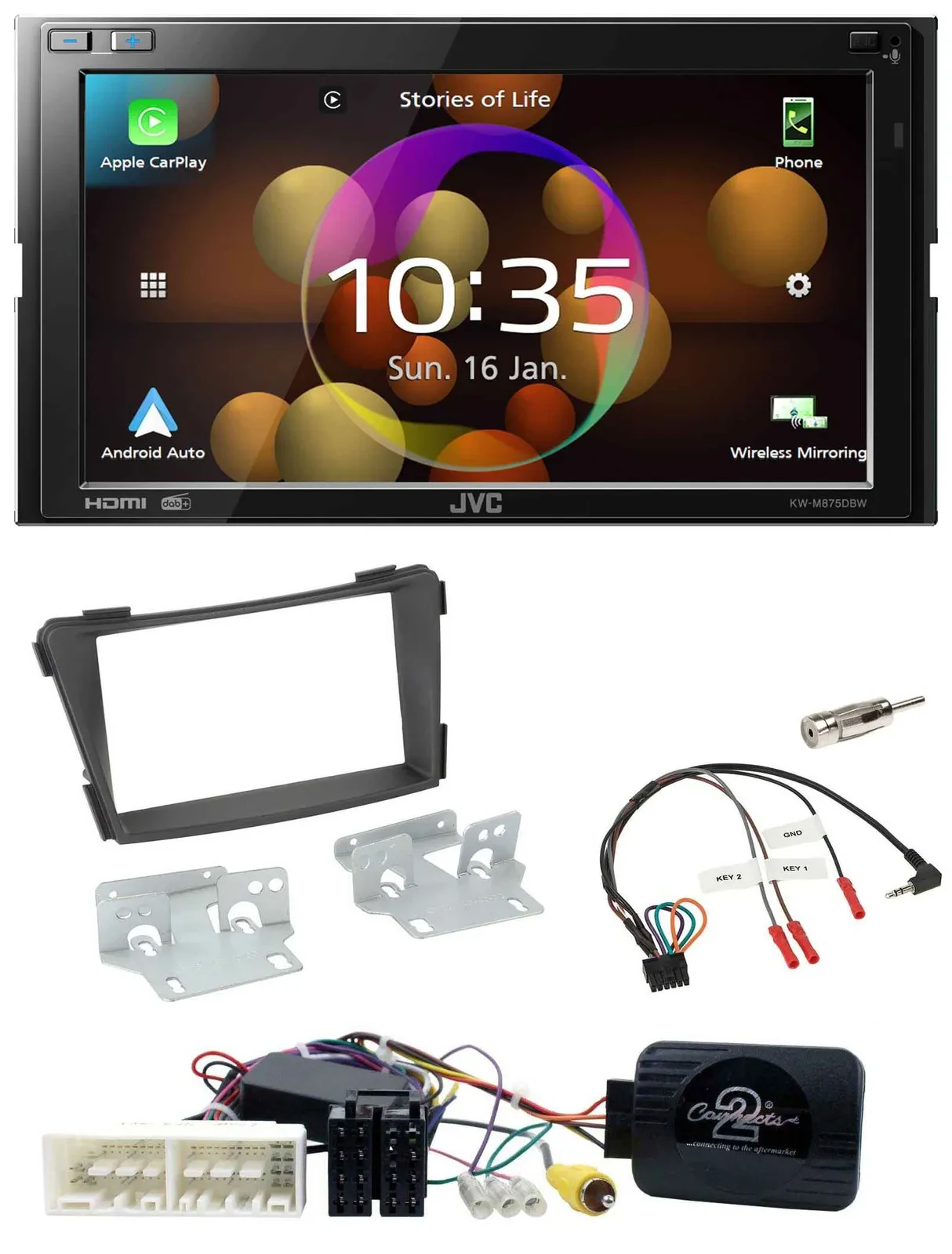 JVC DAB Lenkrad 2DIN Bluetooth USB Autoradio für Hyundai i40 VF ab 16 schwarz