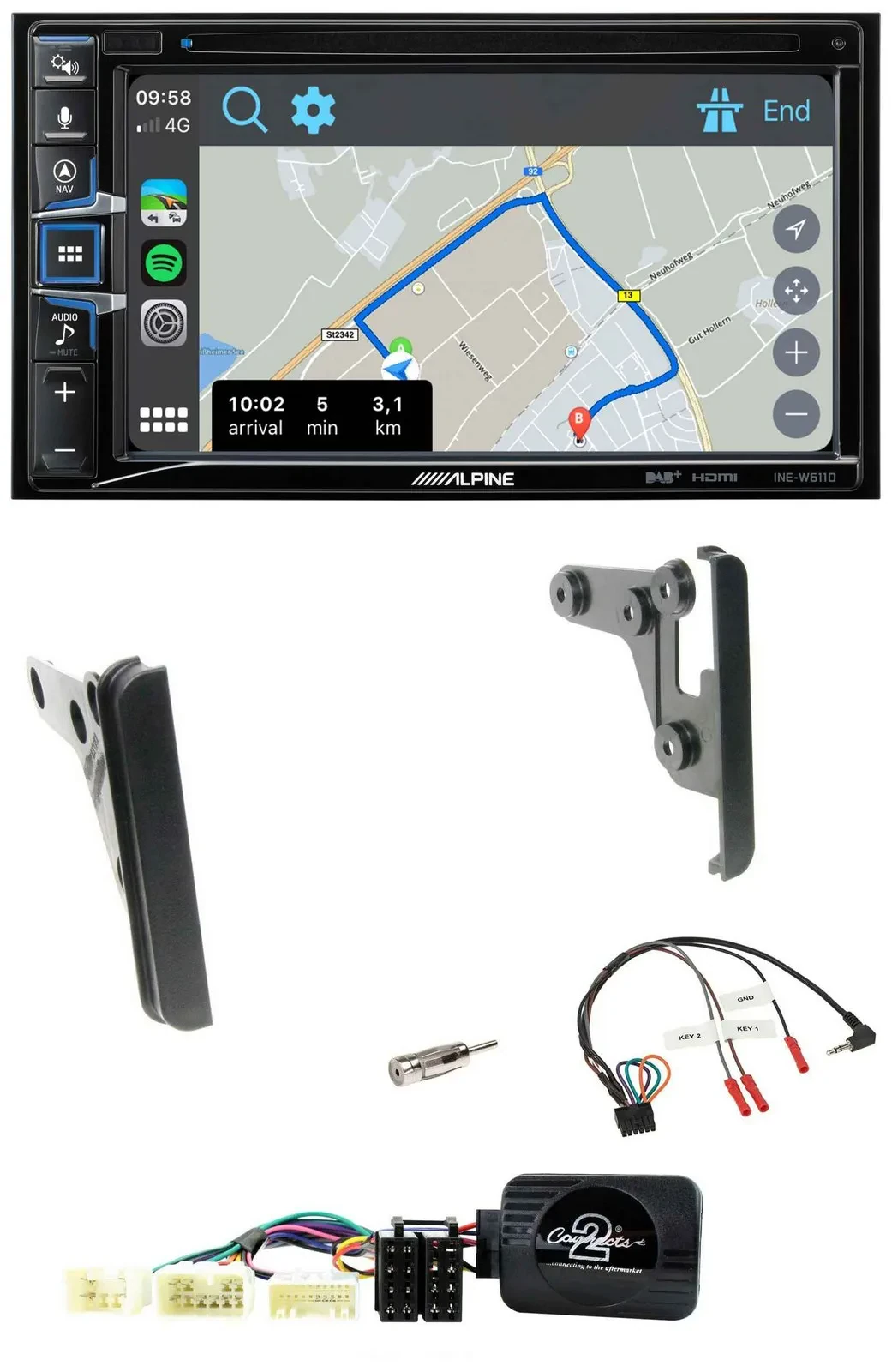 Alpine DAB TMC Bluetooth 2DIN USB Lenkrad Navigation für Toyota FJ ab 2007