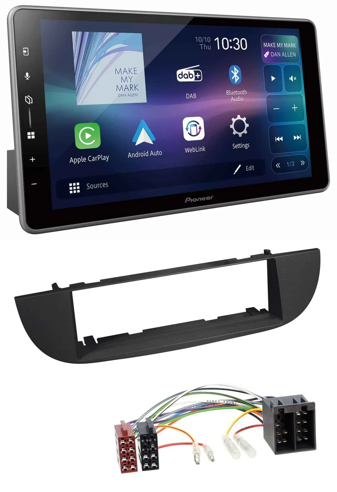 Pioneer Bluetooth USB DAB MP3 Autoradio für Fiat 500 (ab 2007) - schwarz