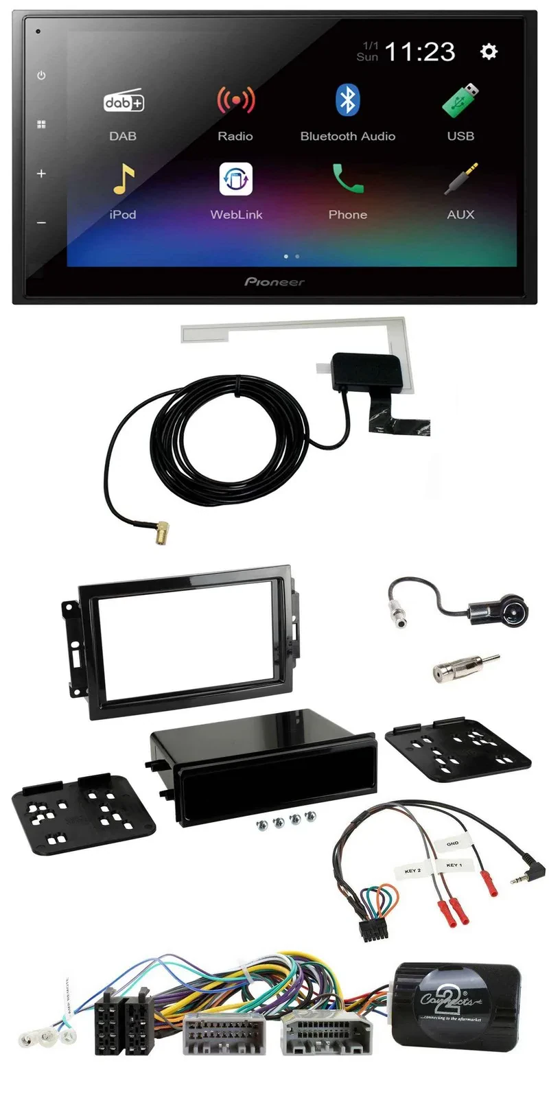 Pioneer DAB Lenkrad Bluetooth 2DIN USB Autoradio für Dodge Jeep