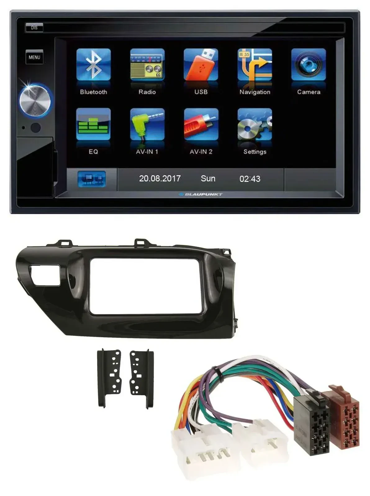 Автомагнитола для Toyota Hilux (2015–2020) Blaupunkt 2DIN, Bluetooth, USB, AUX, SD, MP3