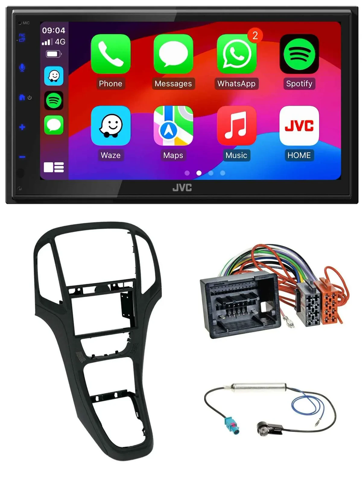 Автомагнитола для Opel Astra J JVC 2DIN, Bluetooth, DAB, USB, MP3, перламутрово-чёрный