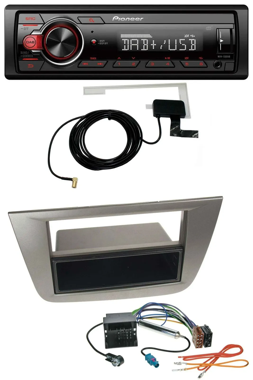 Автомагнитола Pioneer 1DIN MP3 DAB USB AUX для Seat Altea/Toledo (с 2005), антрацит-металлик